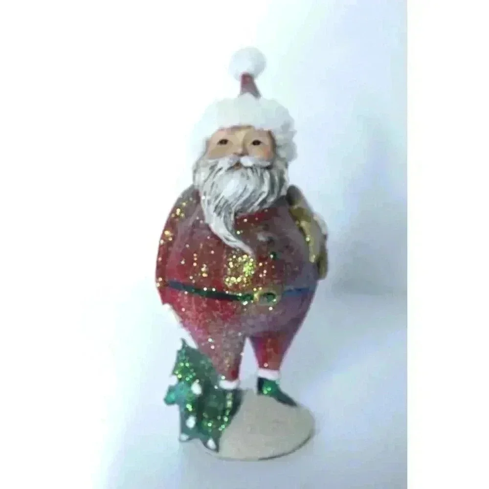 Roman Inc. Santa w/ Star‎ & Tree Glitter Whimsical Distressed BOHO 11 inches NWT
